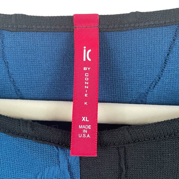 IC By Connie K Knit Tunic Top Color Block Lagenlook Artsy Blue Black Sz. XL - Picture 7 of 8